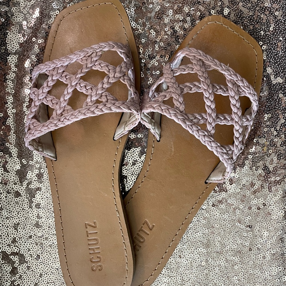 SCHUTZ Ericka Braided Strap Slide Sandal Size 8.5